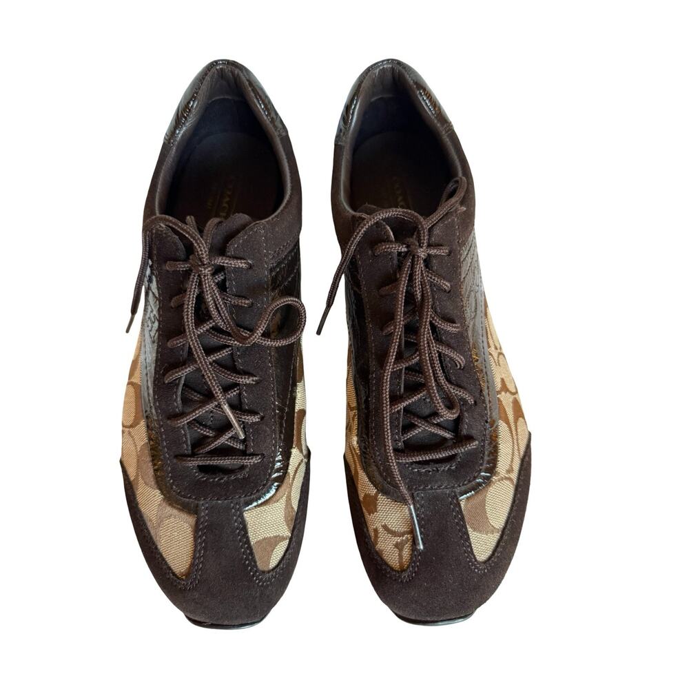 COACH Sneakers Womens 10 Kodie Brown Signature C Logo Y2K Low Top Casual Comfort